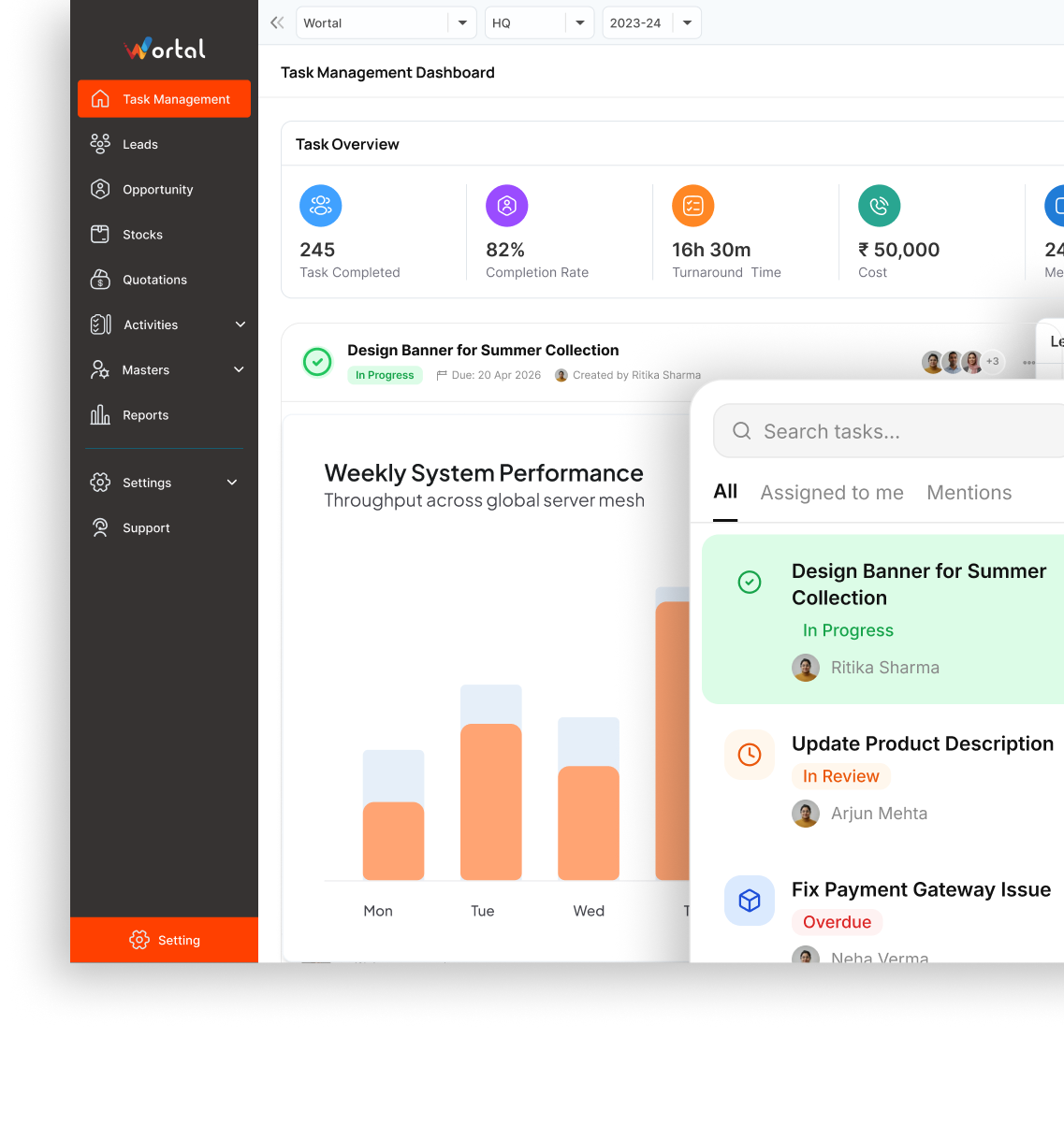 Sales CRM Software Dashboard