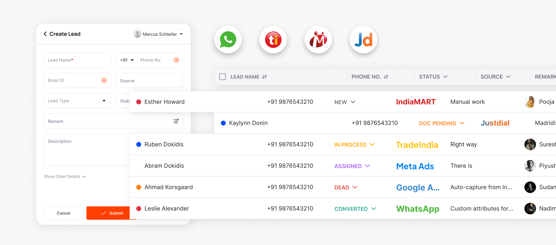 Inquiry Management Interface Dashboard